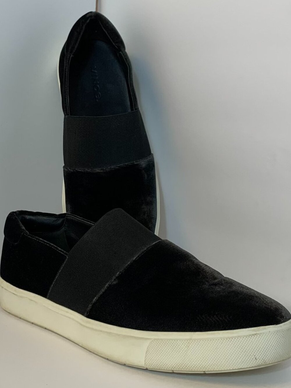 The Essence of Quiet Luxury: Vince "Corbin" Black Velvet Slip-On Sneakers